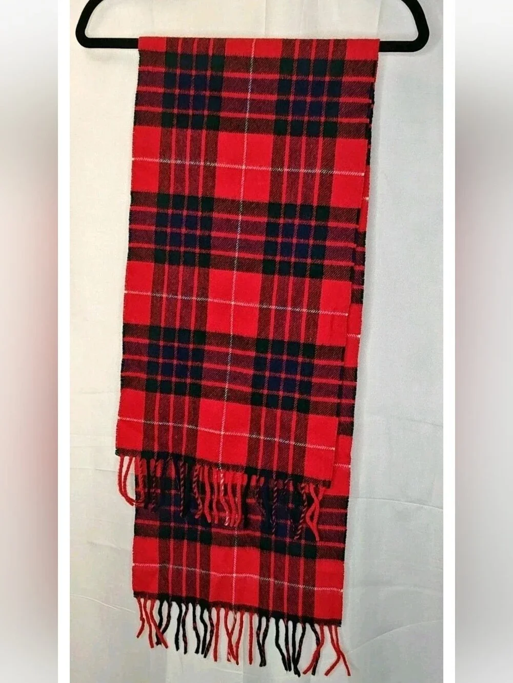 Vintage Lyle Scott Scotland Lamb's Wool Fringed Scarf Irish Tartan Plaid 12/50